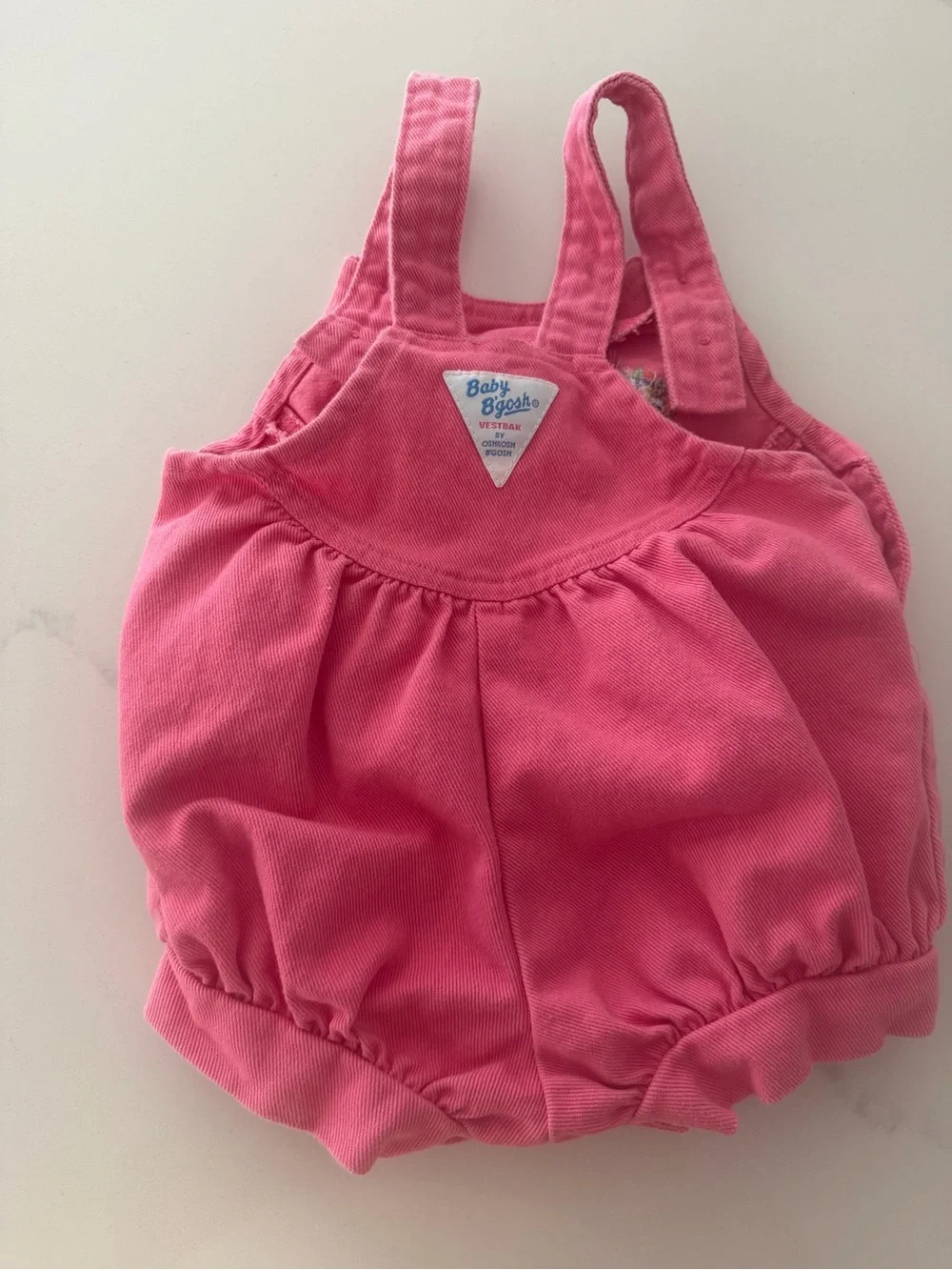 Vintage OshKosh B’gosh Bubble Gum Pink Denim Bubble Floral Embroidered 12 Month